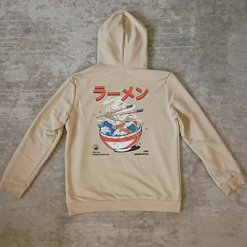 SHEIN Ramen Full Of Passion For Life Light Tan XL Hoodie